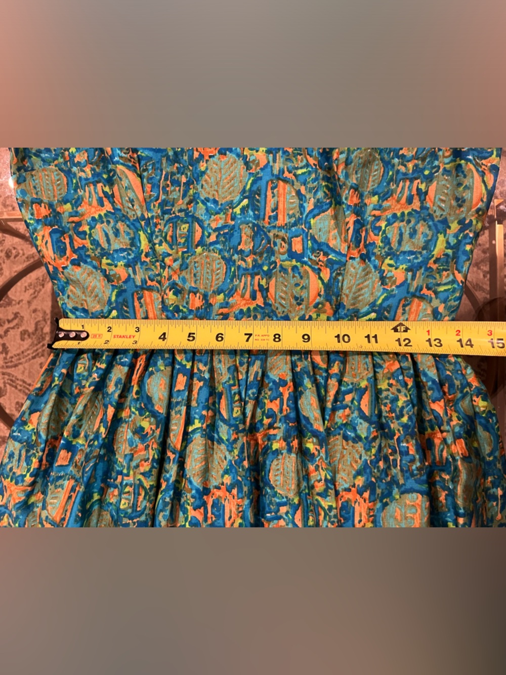 Vintage 1960s Simpsons-Sears Pure Silk Dress β Blue & Green Print - Picture 10 of 11